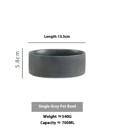 Elevated Pet Ceramic Bowl with Wooden Stand - Anti-Tip Stable Design