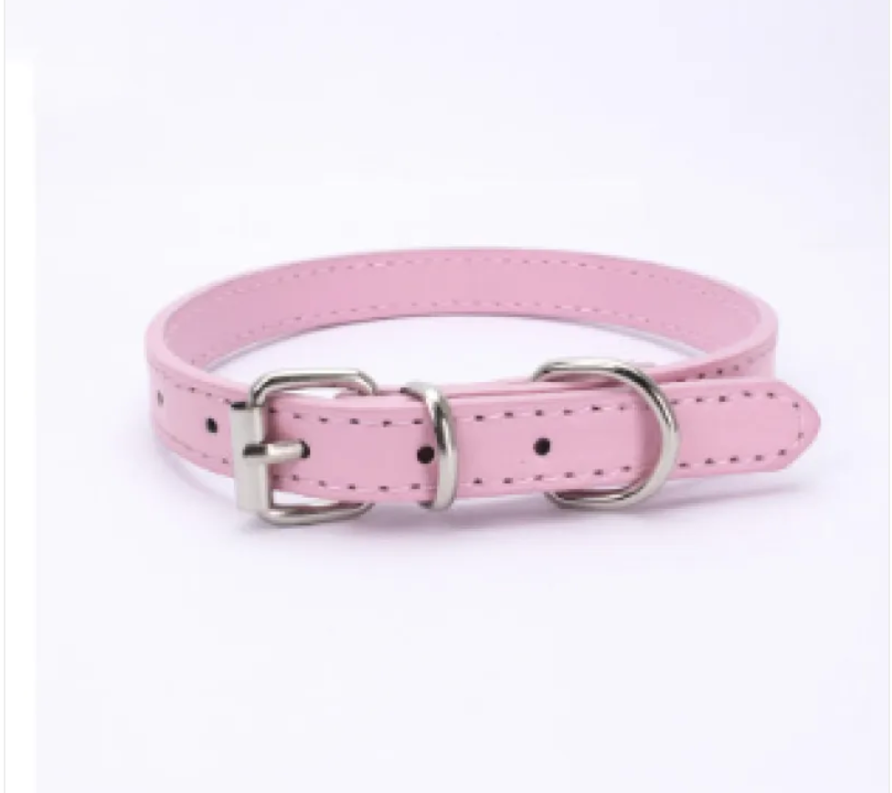 Adjustable Metal Dog Chain Collar – Stretchable PU Strap with Alloy Buckle