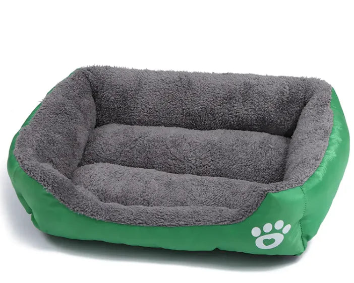 Square Pet Bed – Four Seasons Cotton Wool Dog Mat with Footprint Design