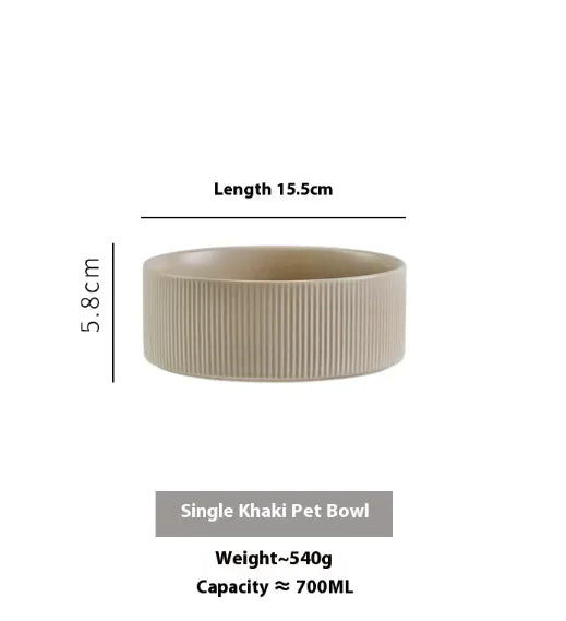 Elevated Pet Ceramic Bowl with Wooden Stand - Anti-Tip Stable Design
