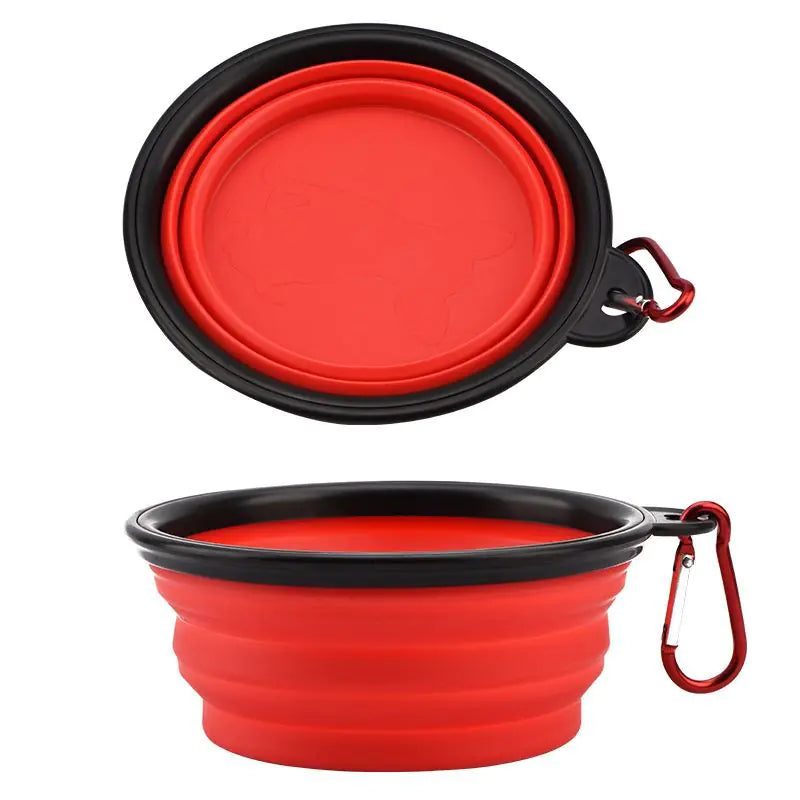 Portable Folding TPE Silicone Pet Bowl – Collapsible 350ml/1000ml Travel Feeder 9 Colors