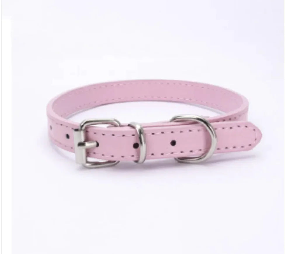 Adjustable Metal Dog Chain Collar – Stretchable PU Strap with Alloy Buckle