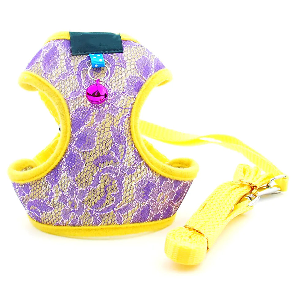 Pet Dog and Cat Chest Harness with Leash – Lace Undershirt Style (S–XL)