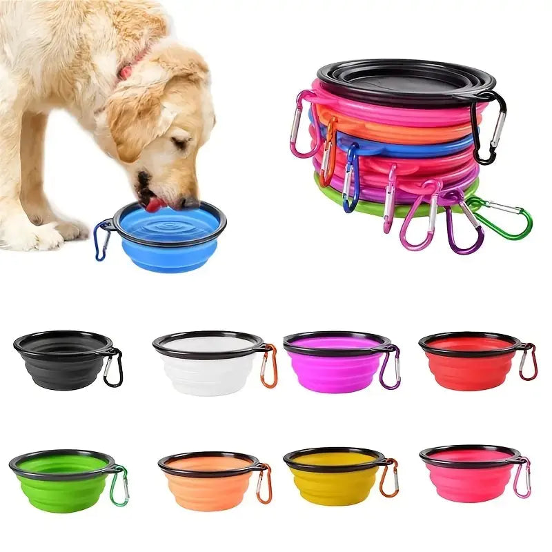 Portable Folding TPE Silicone Pet Bowl – Collapsible 350ml/1000ml Travel Feeder 9 Colors
