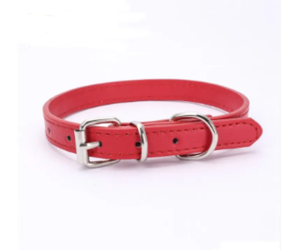 Adjustable Metal Dog Chain Collar – Stretchable PU Strap with Alloy Buckle