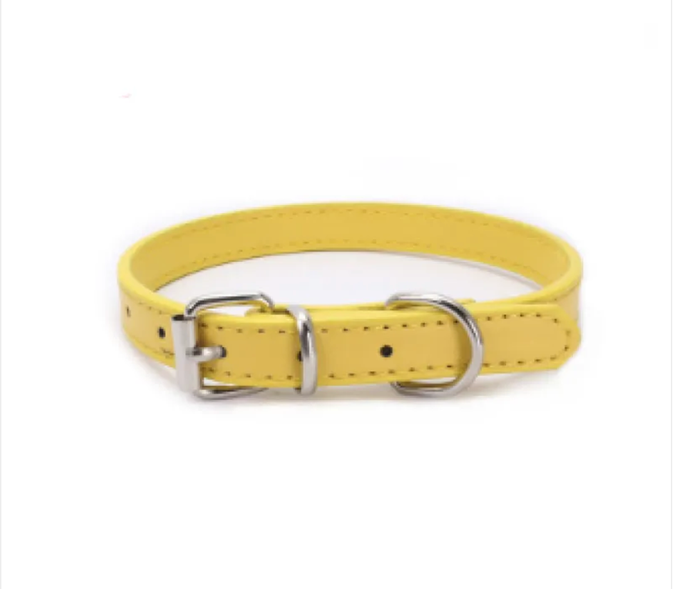 Adjustable Metal Dog Chain Collar – Stretchable PU Strap with Alloy Buckle