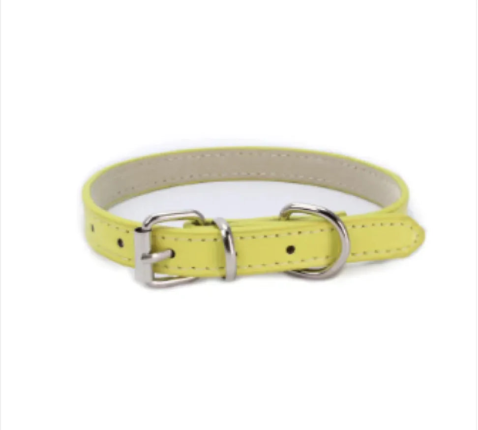 Adjustable Metal Dog Chain Collar – Stretchable PU Strap with Alloy Buckle