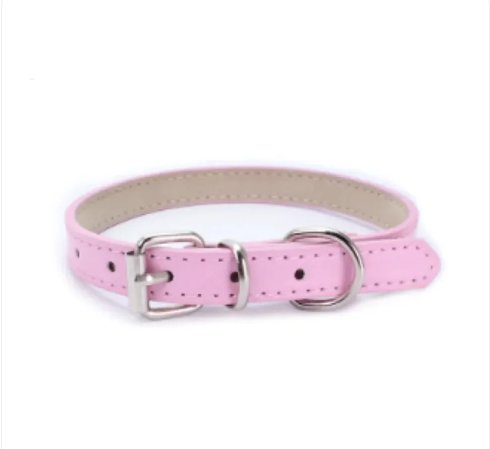 Adjustable Metal Dog Chain Collar – Stretchable PU Strap with Alloy Buckle