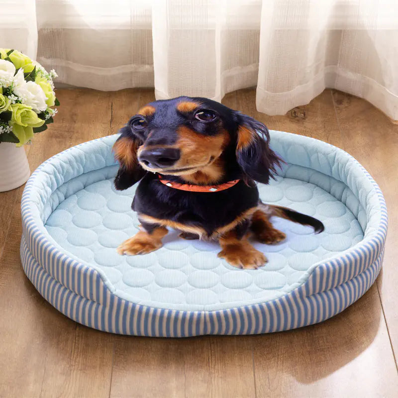 Cooling Pet Bed with Ice Silk Mat for All Seasons – Summer Cooling Pad (S–L)
