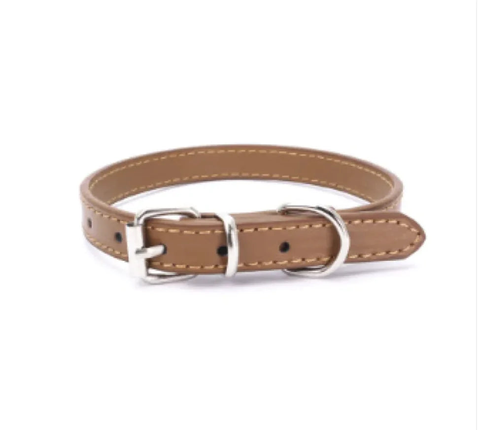 Adjustable Metal Dog Chain Collar – Stretchable PU Strap with Alloy Buckle