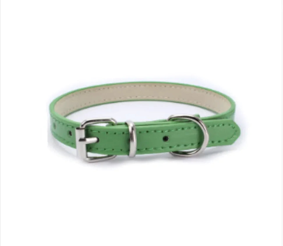 Adjustable Metal Dog Chain Collar – Stretchable PU Strap with Alloy Buckle