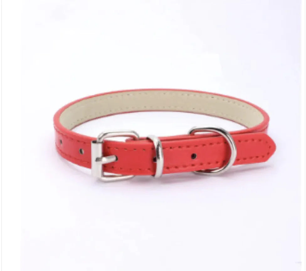 Adjustable Metal Dog Chain Collar – Stretchable PU Strap with Alloy Buckle