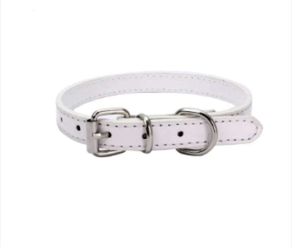 Adjustable Metal Dog Chain Collar – Stretchable PU Strap with Alloy Buckle