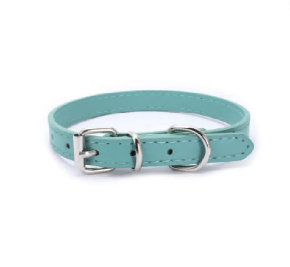 Adjustable Metal Dog Chain Collar – Stretchable PU Strap with Alloy Buckle