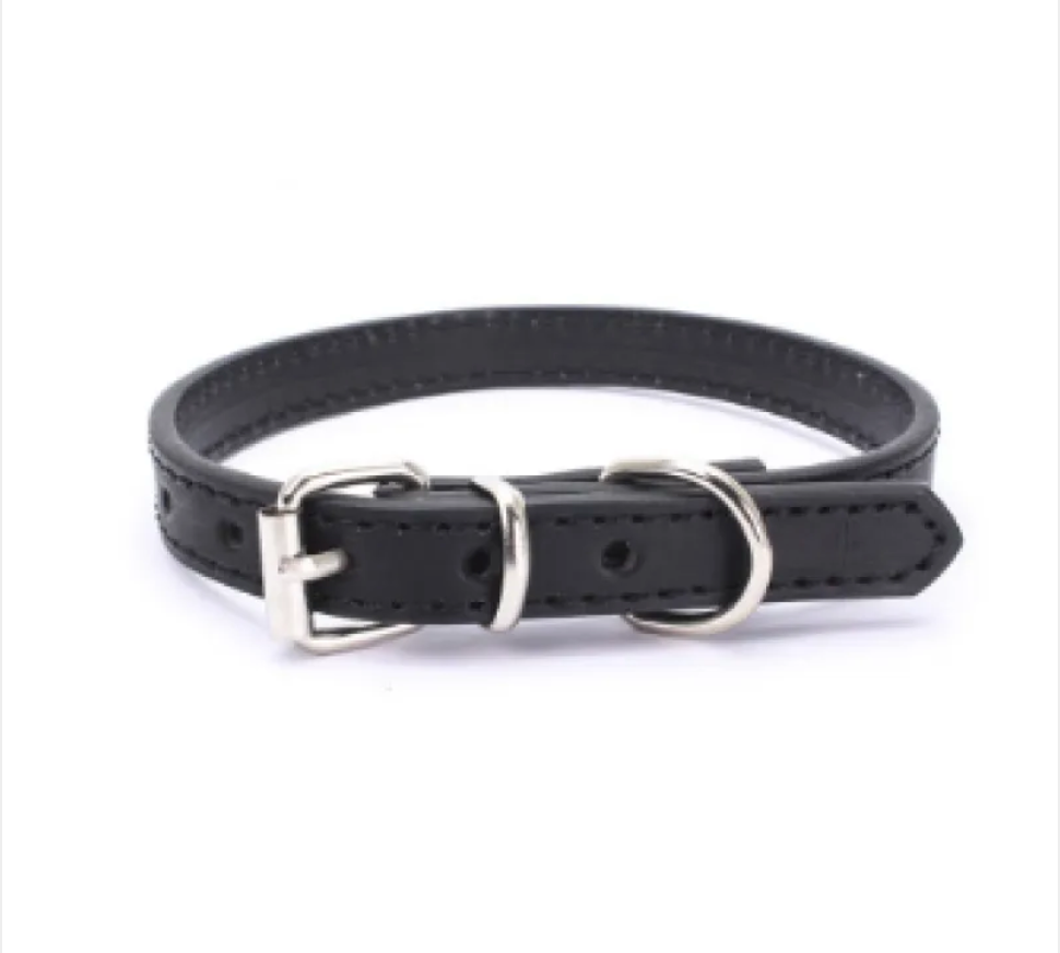 Adjustable Metal Dog Chain Collar – Stretchable PU Strap with Alloy Buckle