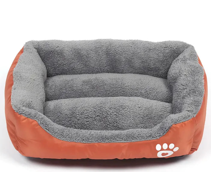Square Pet Bed – Four Seasons Cotton Wool Dog Mat with Footprint Design